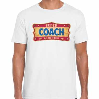 Super coach cadeau / kado t-shirt vintage wit voor heren