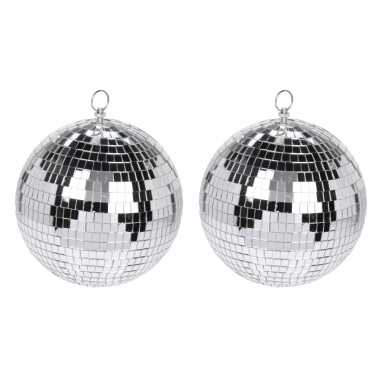 Vintage 5x grote zilveren disco kerstballen discoballen/discobollen glas/foam 15 cm