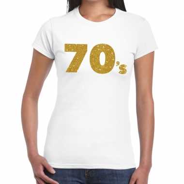 Vintage 70's goud glitter t-shirt wit dames