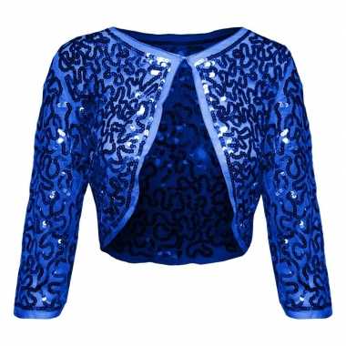 Hedendaags Vintage blauwe glitter pailletten disco bolero jasje dames PT-24