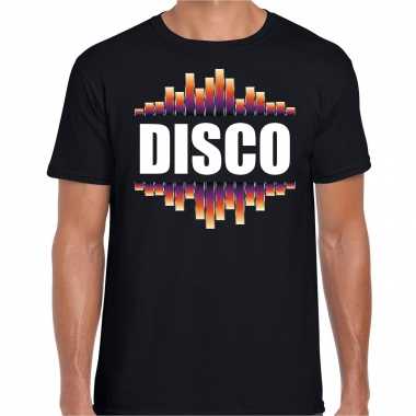 Vintage disco fun tekst t-shirt zwart heren