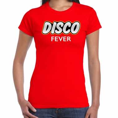 Vintage disco party t-shirt / shirt disco fever rood voor dames