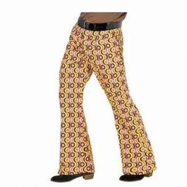 Vintage heren hippie broek met retro print maat xxl