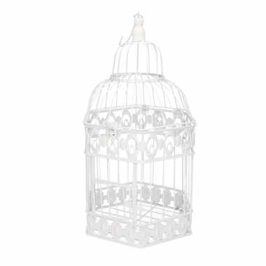 Vintage home decoratie vogelkooi wit 24 x 48 cm