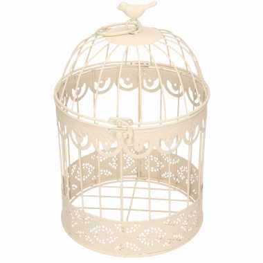 Vintage home decoratie vogelkooi wit 25 x 39 cm