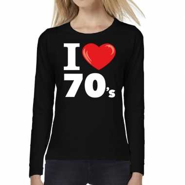 Vintage i love 70s / seventies long sleeve t-shirt zwart dames