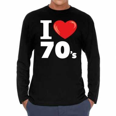 Vintage i love 70s / seventies long sleeve t-shirt zwart heren