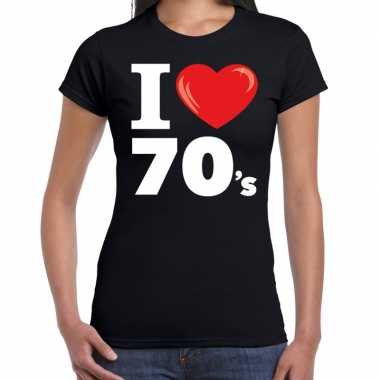 Vintage i love 70s / seventies t-shirt zwart dames