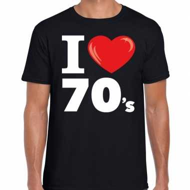 Vintage i love 70s / seventies t-shirt zwart heren