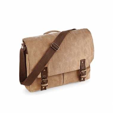 Vintage katoenen boekentas beige
