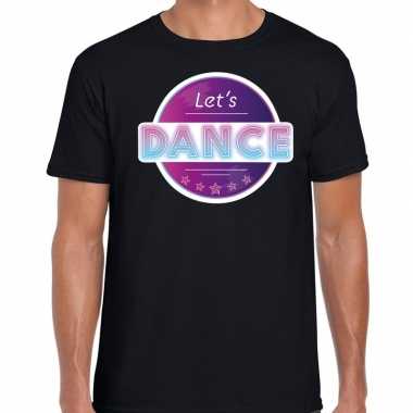 Vintage lets dance disco / feest t-shirt zwart voor heren