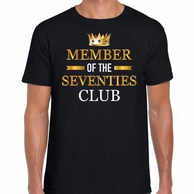 Vintage member of the seventies club verjaardag cadeau t-shirt 70 jaar zwart voor heren