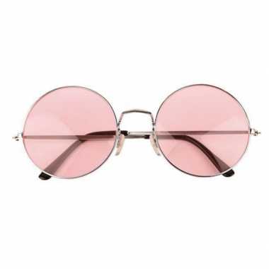 Vintage roze hippie bril met grote glazen