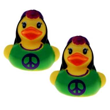 Vintage set van 6x stuks badeendje hippie vrouw 5 cm