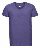 Basic v hals t-shirt vintage washed paars voor heren