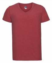 Basic v hals t-shirt vintage washed rood voor heren