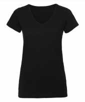 Basic v hals t-shirt vintage washed zwart voor dames