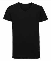 Basic v hals t-shirt vintage washed zwart voor heren