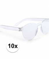 Vintage 10x transparante verkleed zonnebrillen voor volwassenen