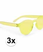 Vintage 3x gele verkleed zonnebrillen voor volwassenen