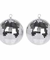 Vintage 5x grote zilveren disco kerstballen discoballen discobollen glas foam 12 cm