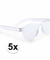 Vintage 5x transparante verkleed zonnebrillen voor volwassenen