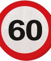 Vintage 60x 60 jaar leeftijd themafeest servetten verkeersbord 33 cm ron