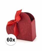 Vintage 60x bruiloft kado doosjes rood hart