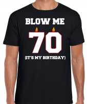 Vintage 70 jaar verjaardag cadeau t-shirt blow me its my birthday zwart voor heren