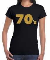 Vintage 70 s goud glitter t-shirt zwart dames