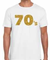 Vintage 70 s goud glitter tekst t-shirt wit heren