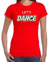 Vintage dance party t-shirt shirt lets dance rood voor dames