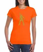 Vintage gouden disco t-shirt kleding oranje voor dames