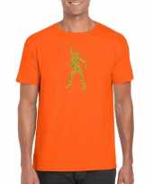 Vintage gouden disco t-shirt kleding oranje voor heren