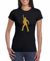 Vintage gouden disco t-shirt kleding zwart voor dames