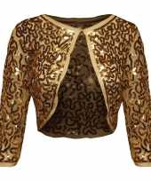 Vintage gouden glitter pailletten disco bolero jasje dames