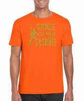 Vintage gouden muziek t-shirt shirt dance all night long oranje heren