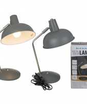 Vintage grijze retro tafellamp bureaulamp metaal 35 cm