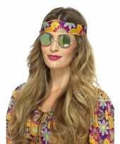 Vintage hippie bril groene spiegelglazen voor volwassenen
