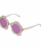 Vintage hippie verkleed bril met paarse glazen voor volwassenen