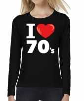 Vintage i love 70s seventies long sleeve t-shirt zwart dames