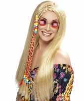 Vintage lange blonde hippie pruik voor dames