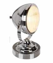 Vintage retro schemerlamp tafellamp koplamp vorm zilver 27 cm