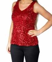 Vintage rode glitter pailletten disco topje mouwloos shirt dames