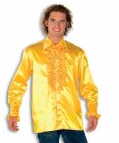 Vintage rouche overhemd voor heren geel