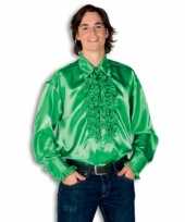 Vintage rouche overhemd voor heren groen