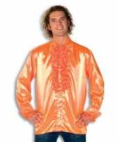 Vintage rouche overhemd voor heren oranje
