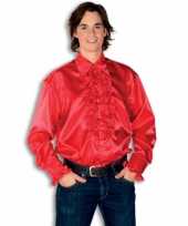Vintage rouche overhemd voor heren rood