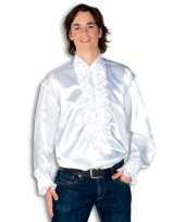 Vintage rouche overhemd voor heren wit