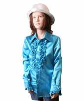 Vintage rouches blouse blauw voor meisjes